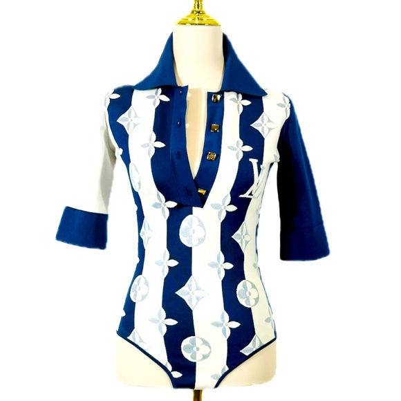 Louis Vuitton Blue and White Bodysuit